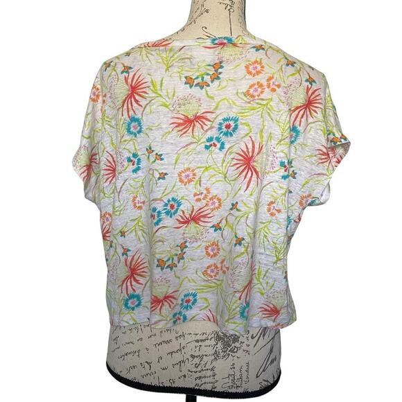 Joie Linen Floral Top Cap Sleeve Lightweight Boho Multicolor Size Large - Picture 2 of 5
